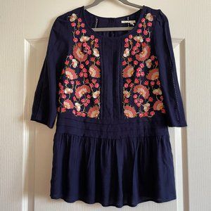 Floreat Womens Bohemian Floral Embroidery Tunic Top Blouse Size 0/XS NWOT